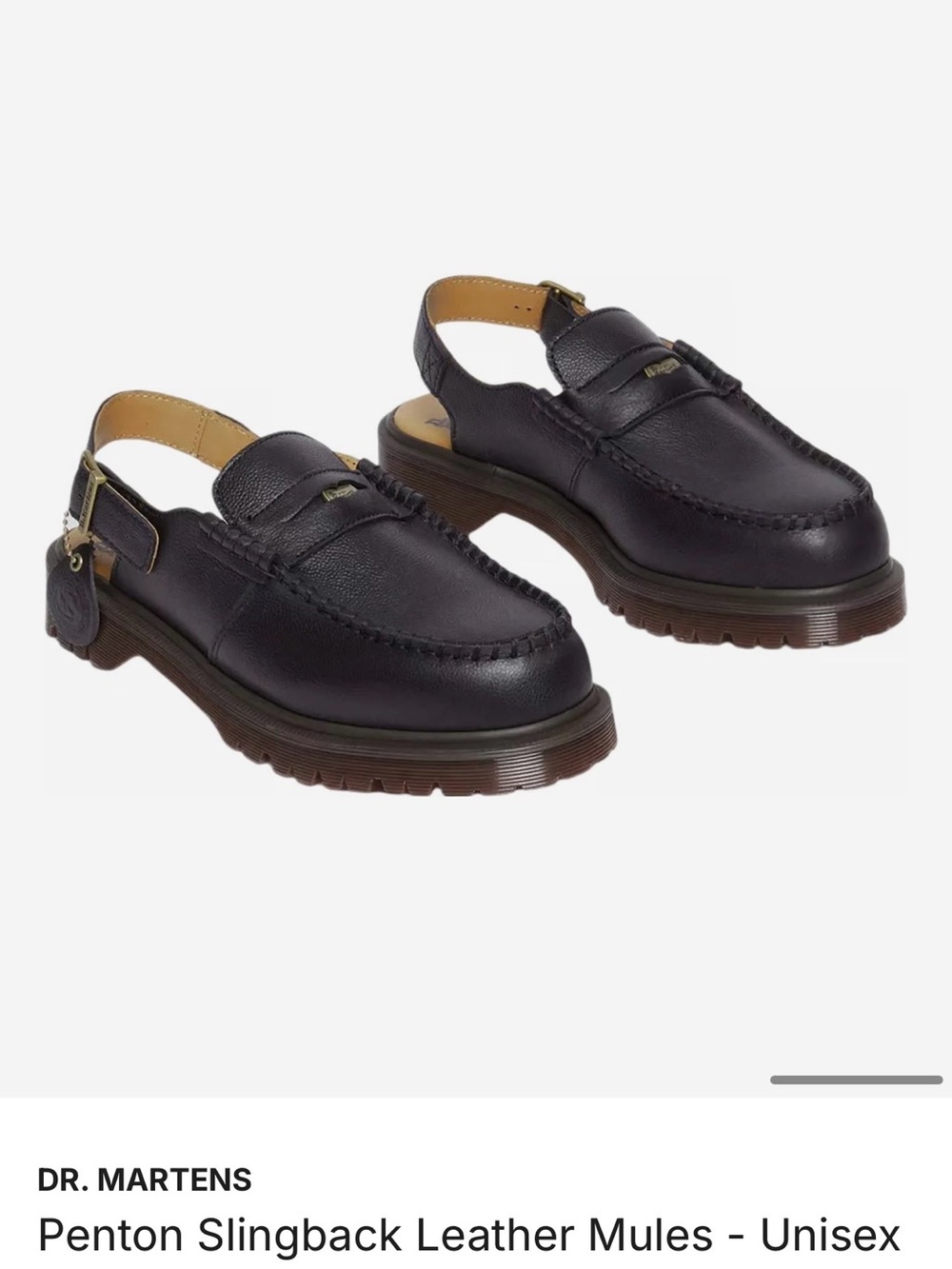 Dr Martens Penton Slingback Unisex Mules Black Westminster Penny Loafers W9 M8 - Picture 1 of 16